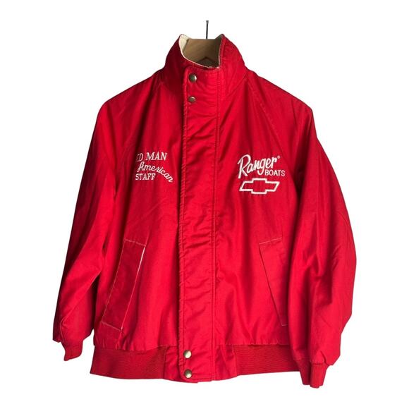 Vintage  Swingster Ranger Boats Staff Red Lightweight Zip Up Jacket Small - Picture 1 of 6